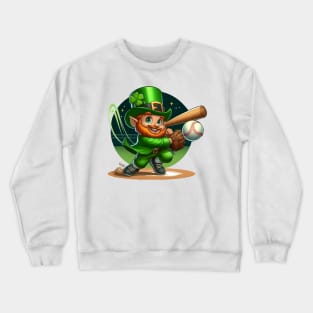 Boys Baseball St Patricks Day Ball Leprechaun Catcher Crewneck Sweatshirt